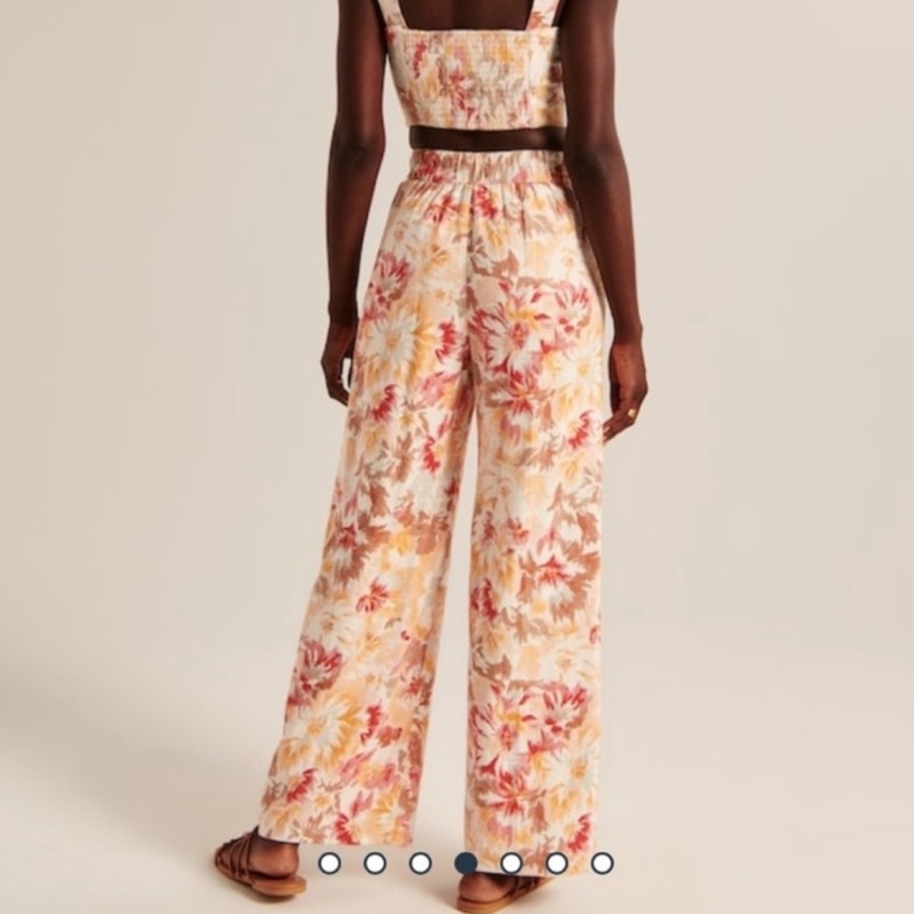 Abercrombie Wide Leg Floral  Linen Pants NWT